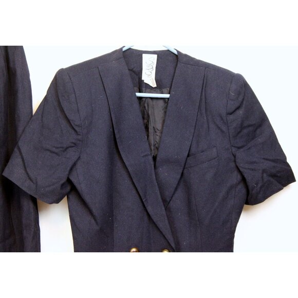 VTG 90s SBS Collection Navy Blue Silk Skirt Suit sz 12 Women Work Shoulder Pads - Picture 4 of 13